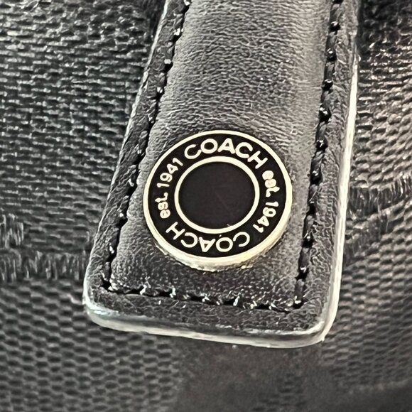 Coach 6044 Signature Jacquard Black Demi Baguette Canvas & Leather Y2K Vintage - Picture 6 of 13